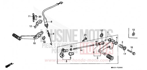 PEDALE DE FREIN/PEDALE DE CHANGEMENT CBR600FH de 1987